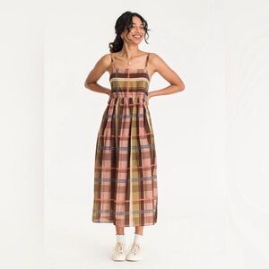 Olive Clothing Check Slip Dress in Brown/Pink One Size